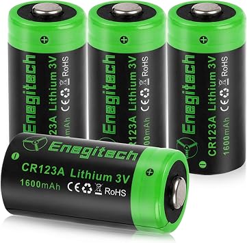 Enegitech CR123A 3V Lithium Battery, 123 3 Volt Lithium Battery, for Home Security Sensor Motion Sensor Door Lock High Intensity Flashlights Long-Lasting Non-Rechargeable CR123A 4 Pack
