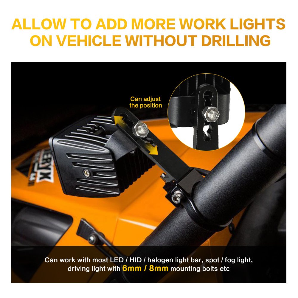 AUXMART 1 Inch Bullbar Nudge Bar Mounting Brackets Tube Light Clamp for