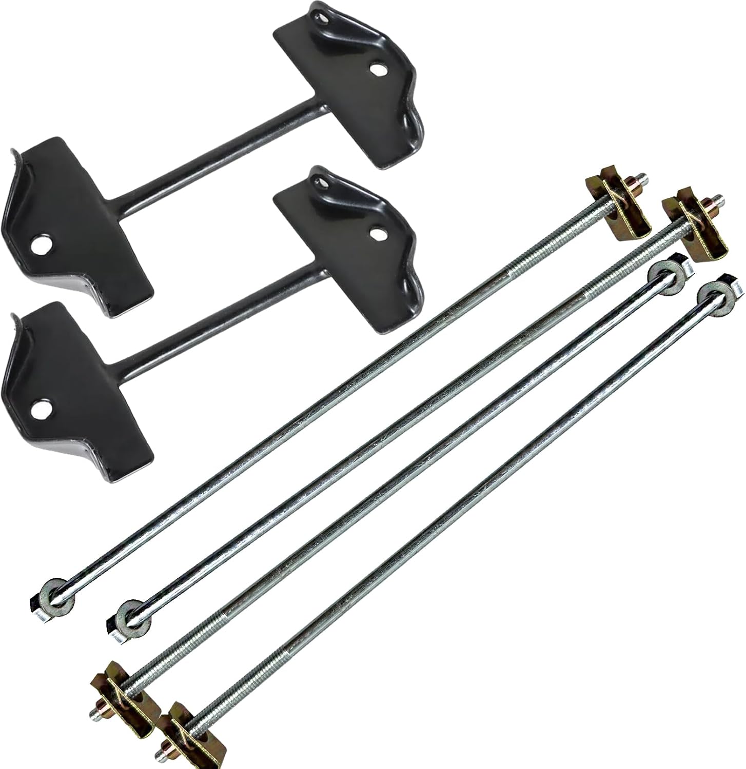 BST BSSP 4PCS Battery Hold Down Bolt and Nut & 2PCS Battery Strap Hold Down Bracket Compatible with 1997-2002 Dodge Ram 1500 2500 3500 Truck, Replacement Part # 55275220 00582 55235142, 6101308