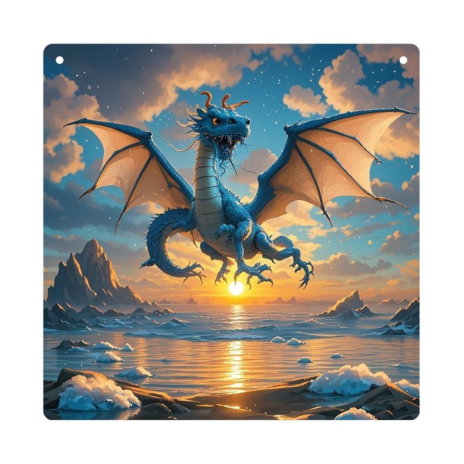Sea Sunset Flying Dragon Hanging Ornament Wall Decor Pendant