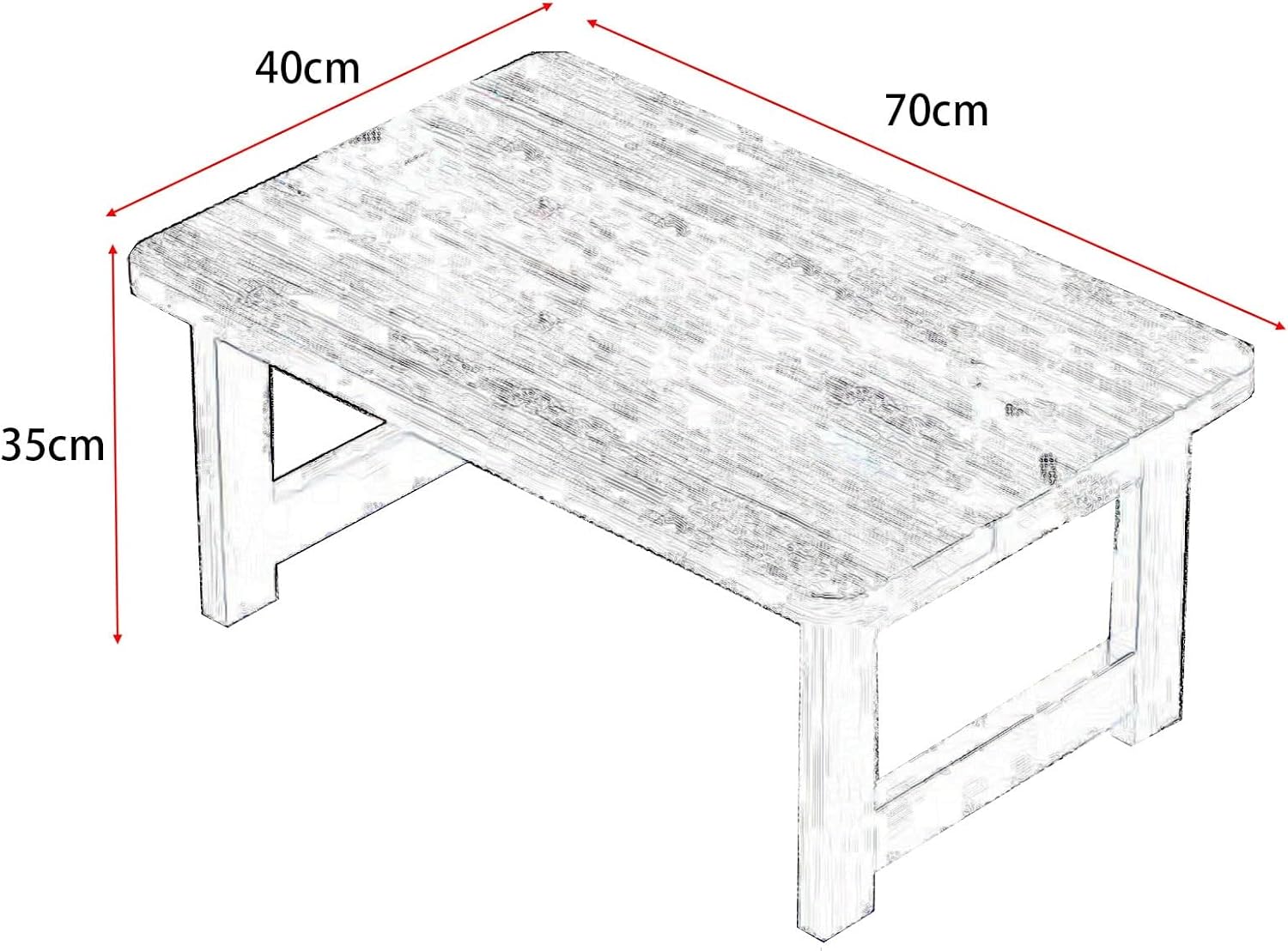 Foldable Floor Japanese Chabudai Table for Small Spaces Style Living Room Decor Reception Room Furniture (Primary Color 70 * 40 * 35)