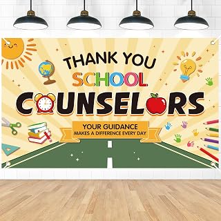 School Counselor Backdrop Decorations, Counselor Appreciation Backdrop Banners Party Decorations Fornational School Counseling Week Classroom Teacher's Office Decor Supplies (70 * 43 Inch)
