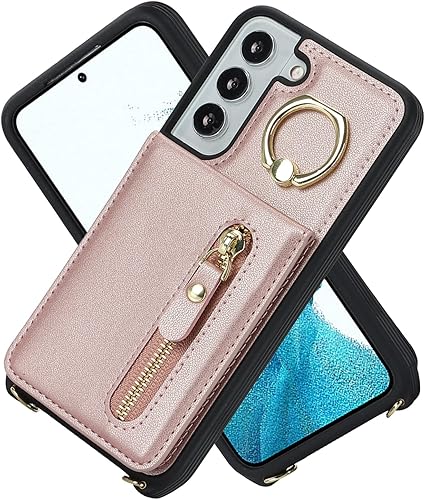 Miniatura 7 de Jaorty Funda para Samsung Galaxy S22 5G para mujer con tarjetero, funda para Samsung S22, cartera cruzada con correa, ranuras para tarjetas de