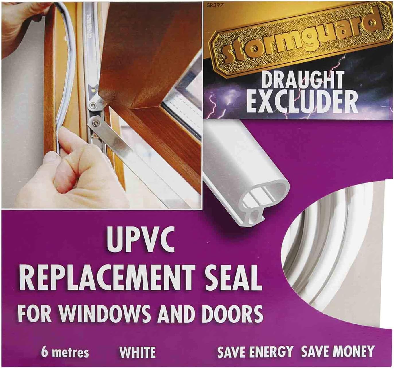Stormguard Replacement Rubber UPVC window door gasket seal draught proofing excluder (6 Meters, White)