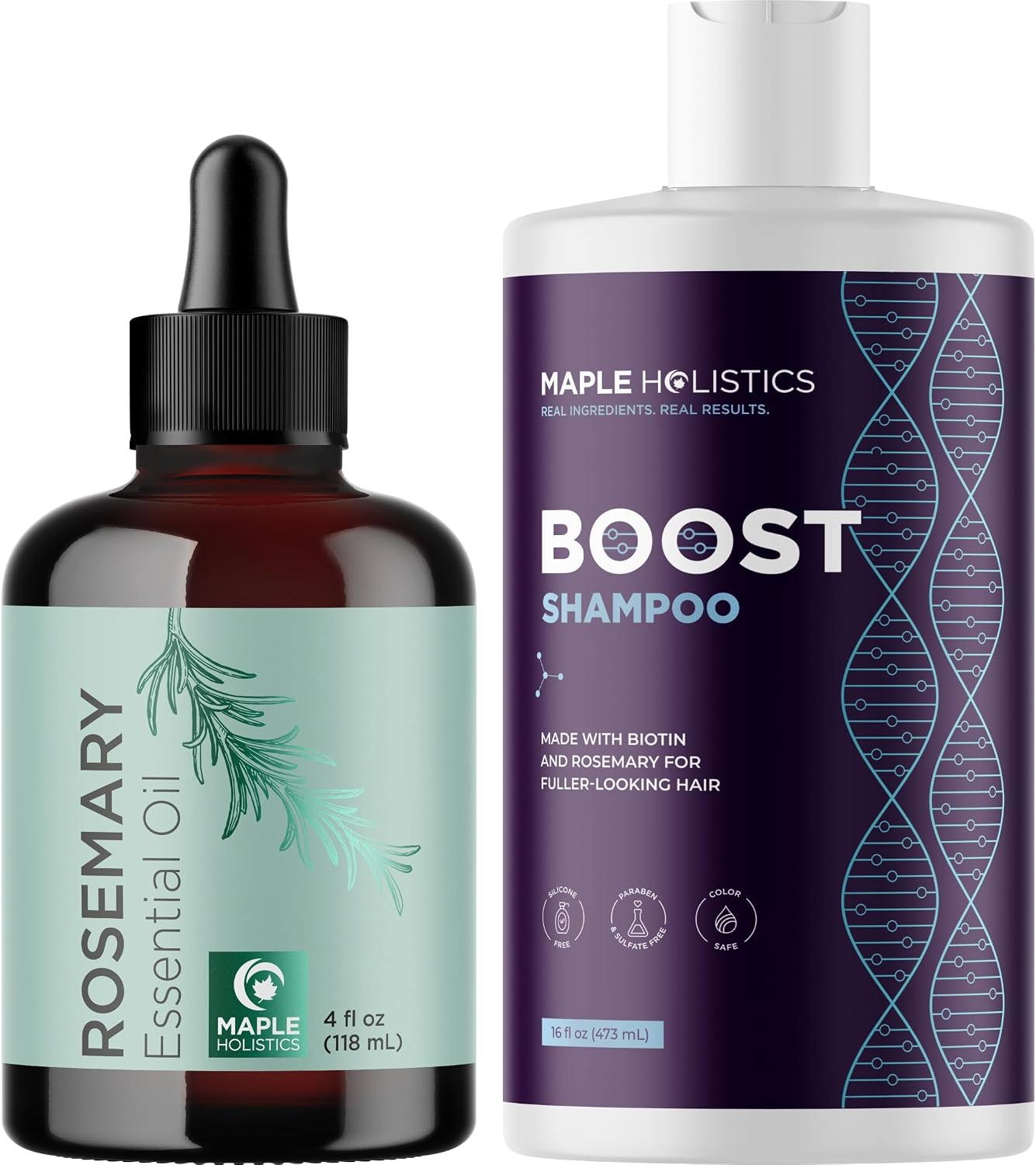 Premium Biotin Shampoo with Rosemary Essential Oil - Vegan Sulfate-Free Formula for Dry, Damaged Hair Growth and Thickening - Includes 4 Fl Oz Pure Rosemary Oil