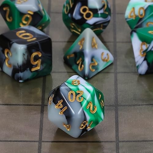 Miniatura 141 de CiaraQ DND - Juego de dados poliédricos para juegos de rol de Dungeons and Dragons RPG MTG, con 1 bolsa de dados (rosa + amarillo) Rosa +