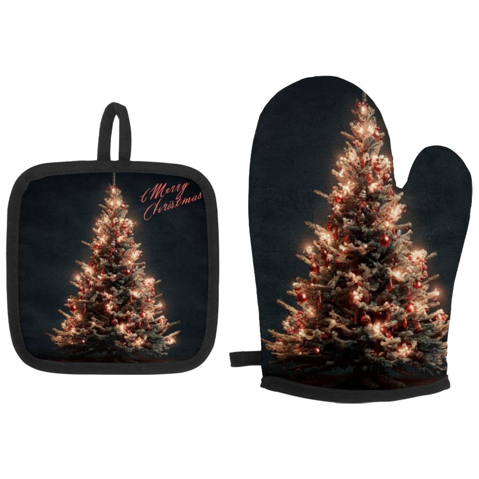 Maniques pour four à micro-ondes motif sapin de Noël