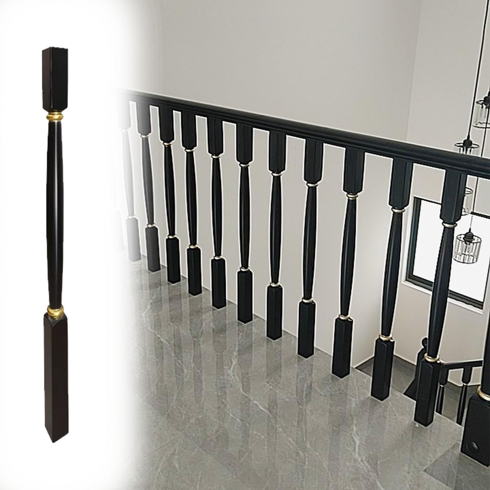 Poteau en bois de terrasse noir 95 cm au design minimaliste épuré