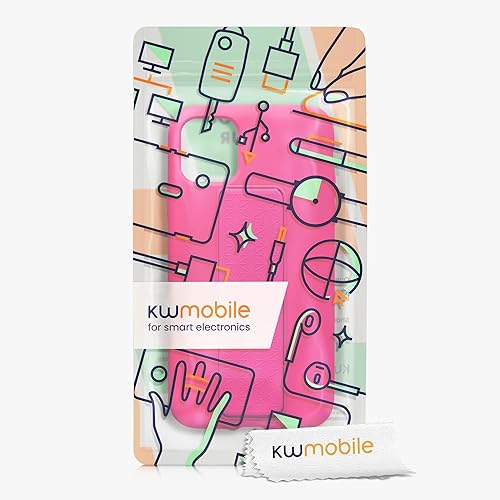 Miniatura 6 de kwmobile Funda compatible con Apple iPhone 11 - Funda con correa de mano y revestimiento de silicona TPU suave - Rosa neón
