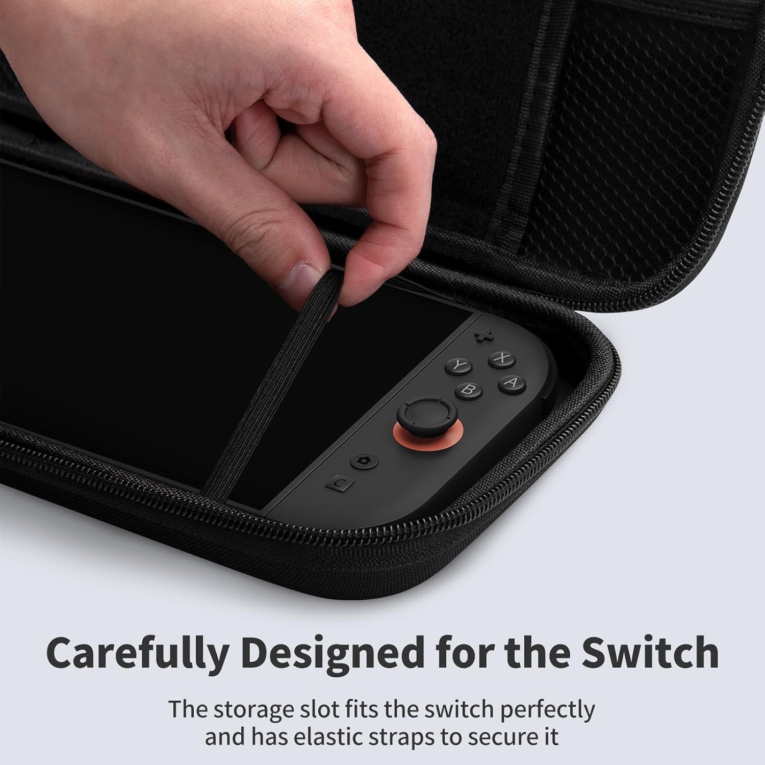 FUNLAB Switch 2 Case and Screen Protector for Nintendo Switch 2, Switch2 Carrying Cases Accessories for Travel, Hard Shell Slim Switch2 Carry Cases with Tempered Glass, 8 Thumb Grips - Black - Image 3