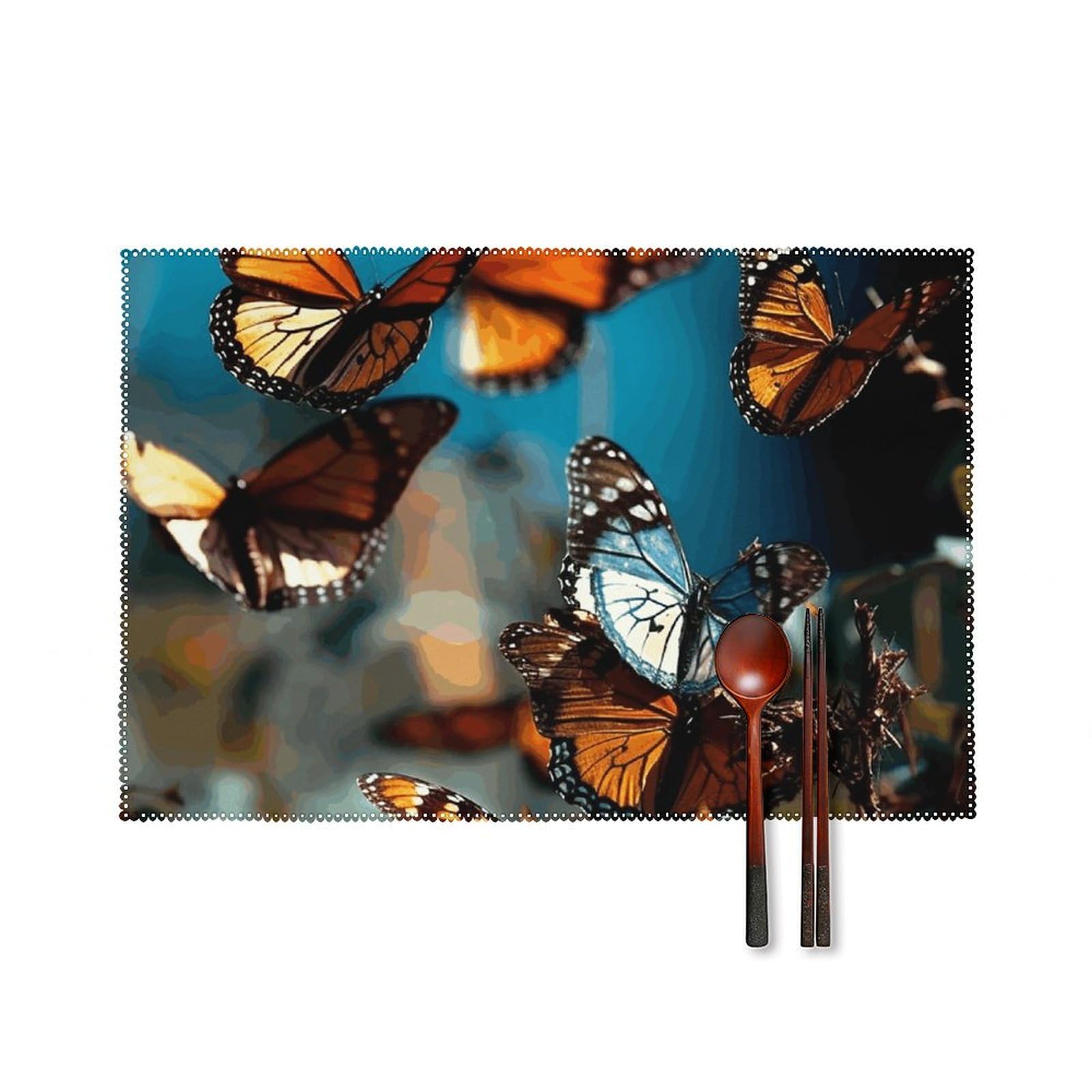 Sets de table résistants chaleur lot de 6 papillons pour repas de famille