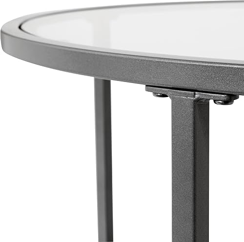 Miniatura 13 de SD STUDIO DESIGNS Camber Elite - Juego de mesa auxiliar redonda de metal y vidrio, 35 pulgadas Mesa nido de café,Mesa de centro redonda de 28",Mesa
