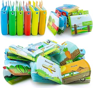 Baby Bath Books, 6Pack Nontoxic Fabric Baby Bath Books Early Education Bathtub Toys Activity Waterproof Baby Books for Toddler, Infants and Kids Perfect for Baby Shower