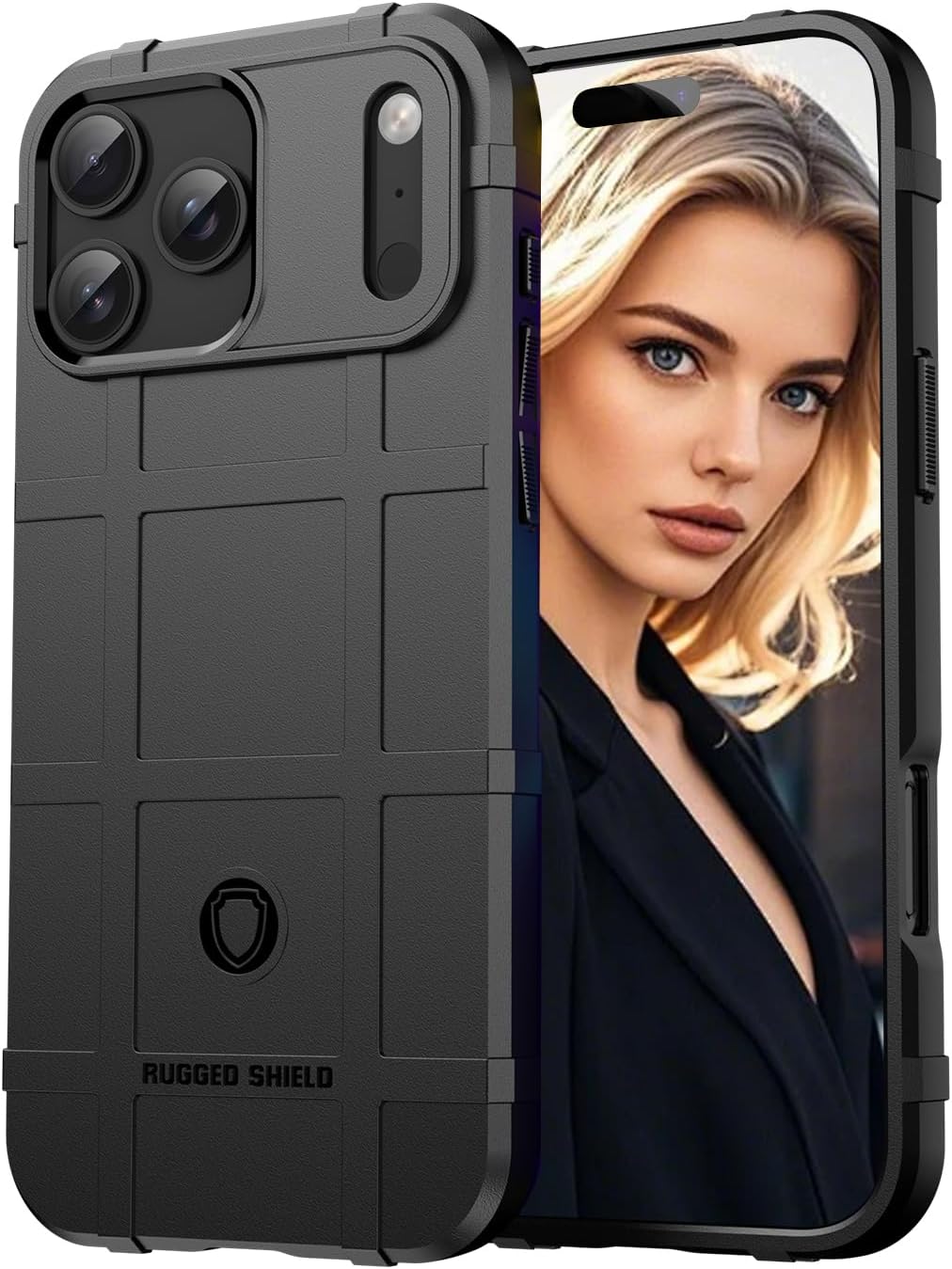 for Rugged Shield iPhone 17 Pro Case, Slim Fit TPU Outdoor Durable Phone Case, Military Grade Anti-Drop Protection and Camera Lens Protection Cover for iPhone 17 Pro HD-Black Black iPhone 17 Pro