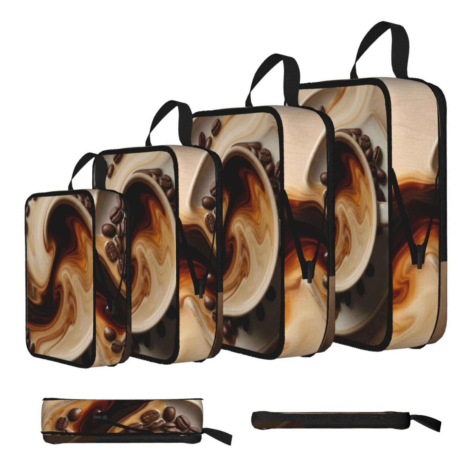 Abstract Coffee Pattern Compression Packing Cubes 4 Piece Set