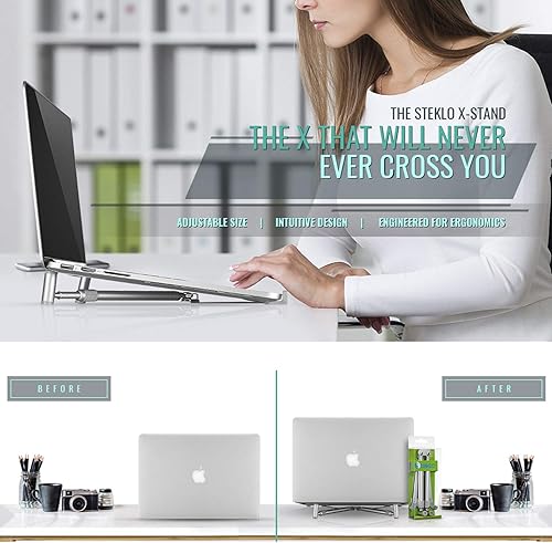 Miniatura 7 de Steklo - Soporte universal para computadora portátil X-Stand, para MacBook de 12, 13, 15, 17 pulgadas, con refrigeración de aluminio, soporte