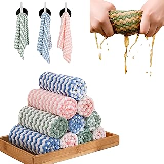 10 PCS Straseapoit Microfiber Cleaning Rag,Soft and Colorful Microfiber Cleaning Cloth (9.8x9.8inch, Mixed Color)
