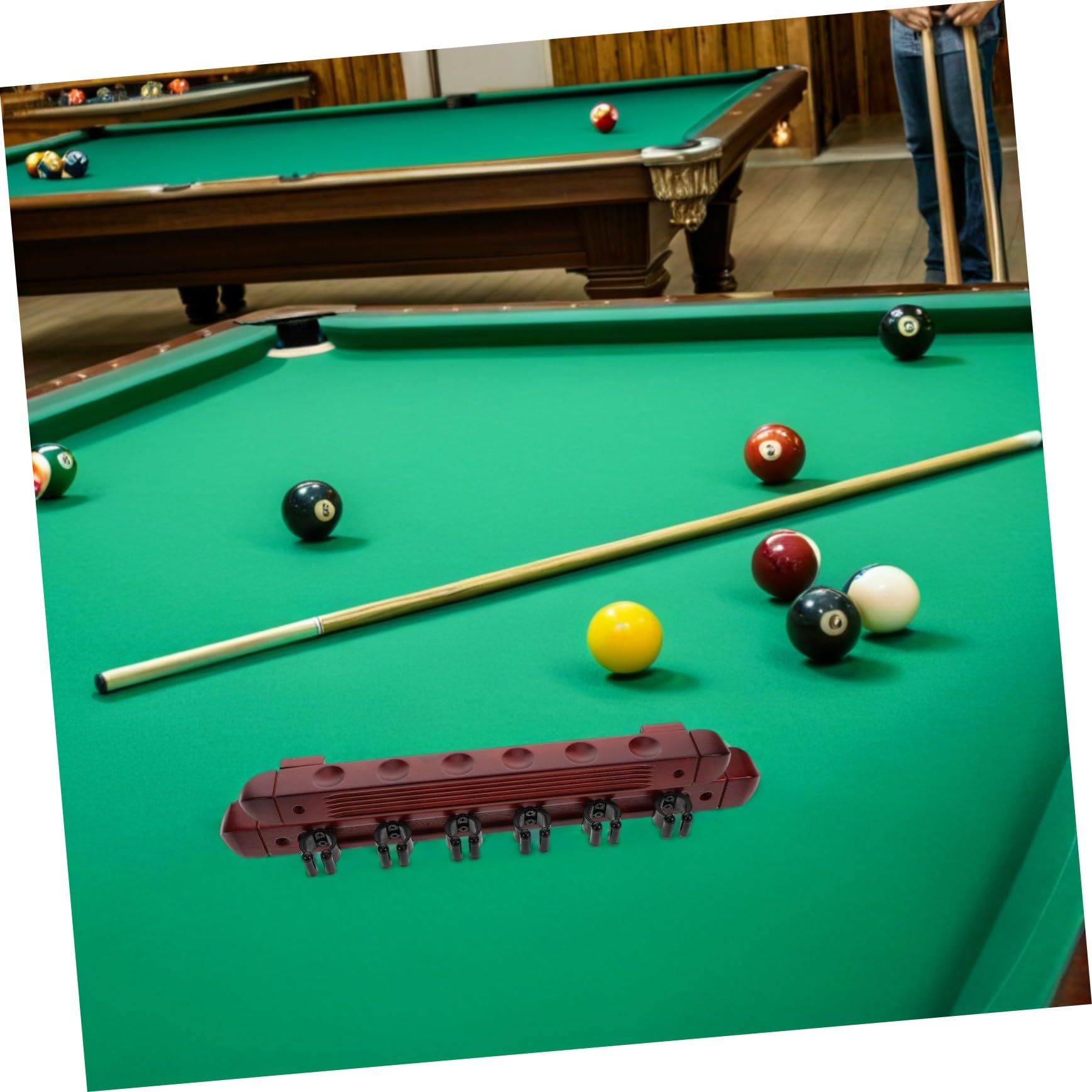 BESPORTBLE Lot De 2 Supports De Queues De Billard en Bois Organiseur De Queues De Billard Support De Salle De Jeux À 6 Emplacements