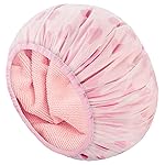Auban Shower Cap, Shower Cap for Women Terry Cloth Lined EVA Exterior Reusable Double Layer Waterproof, Large Bath Hair Cap, Hotel Travel Essentials Accessories Cleaning Supplies(Pink)