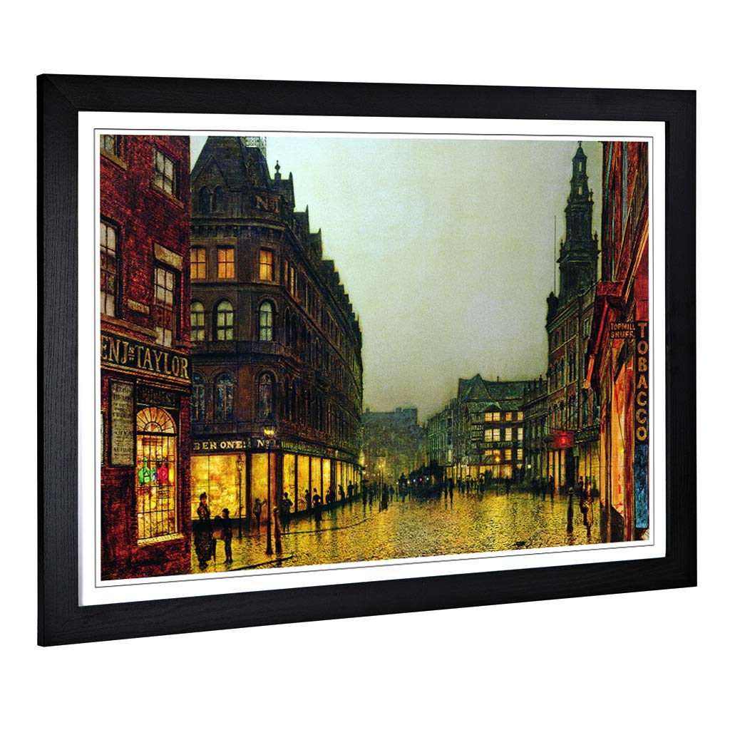 John Atkinson Grimshaw Boar Lane Leeds Framed Wall Art Print A2 Black