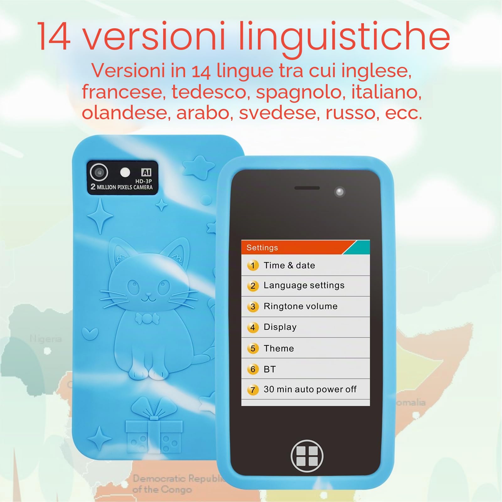 Smart Phone per bambini,regalo di compleanno di Natale per Ragazzi dai 3 ai 10 anni giocattoli per bambini,telefono cellulare,touchscreen da 3 pollici per imparare a giocare con doppia fotocamera
