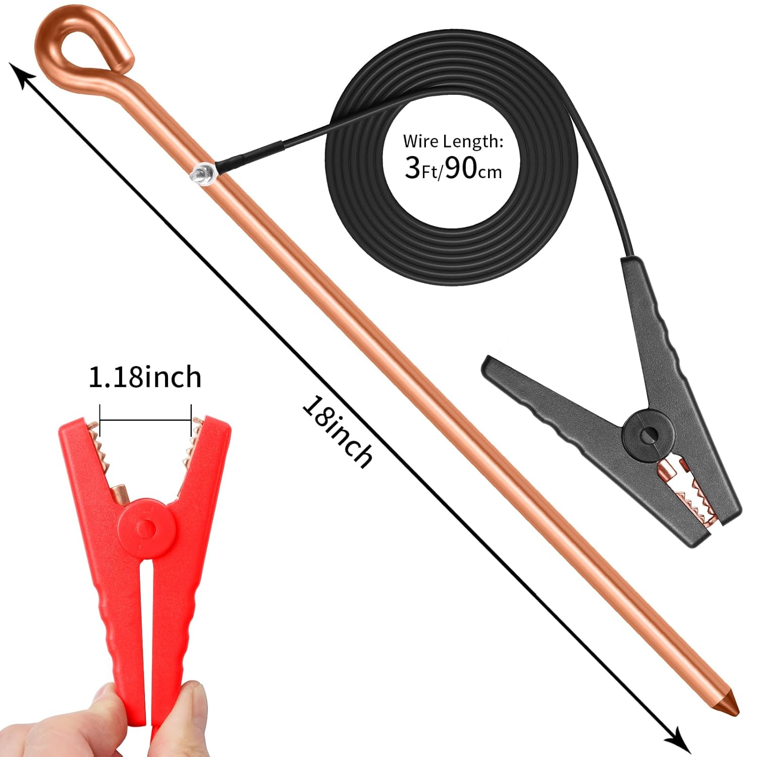 Portable Ground Rod with Electric Fence Wire, Solar Fence Charger Electric Fence Kit Connect Electric Fence Jumper Leads with Crocodile Clip for Electric Fence Connectors Solar Electric Fence