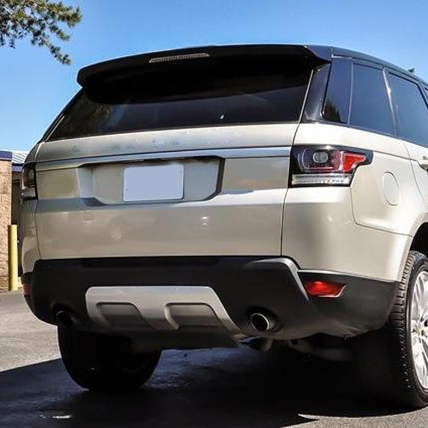 ABS Glossy Silver Rear Bumper Skid Plate Trim Compatible with Land Rover Range Rover Sport 2014-2017 Replace# LR045175