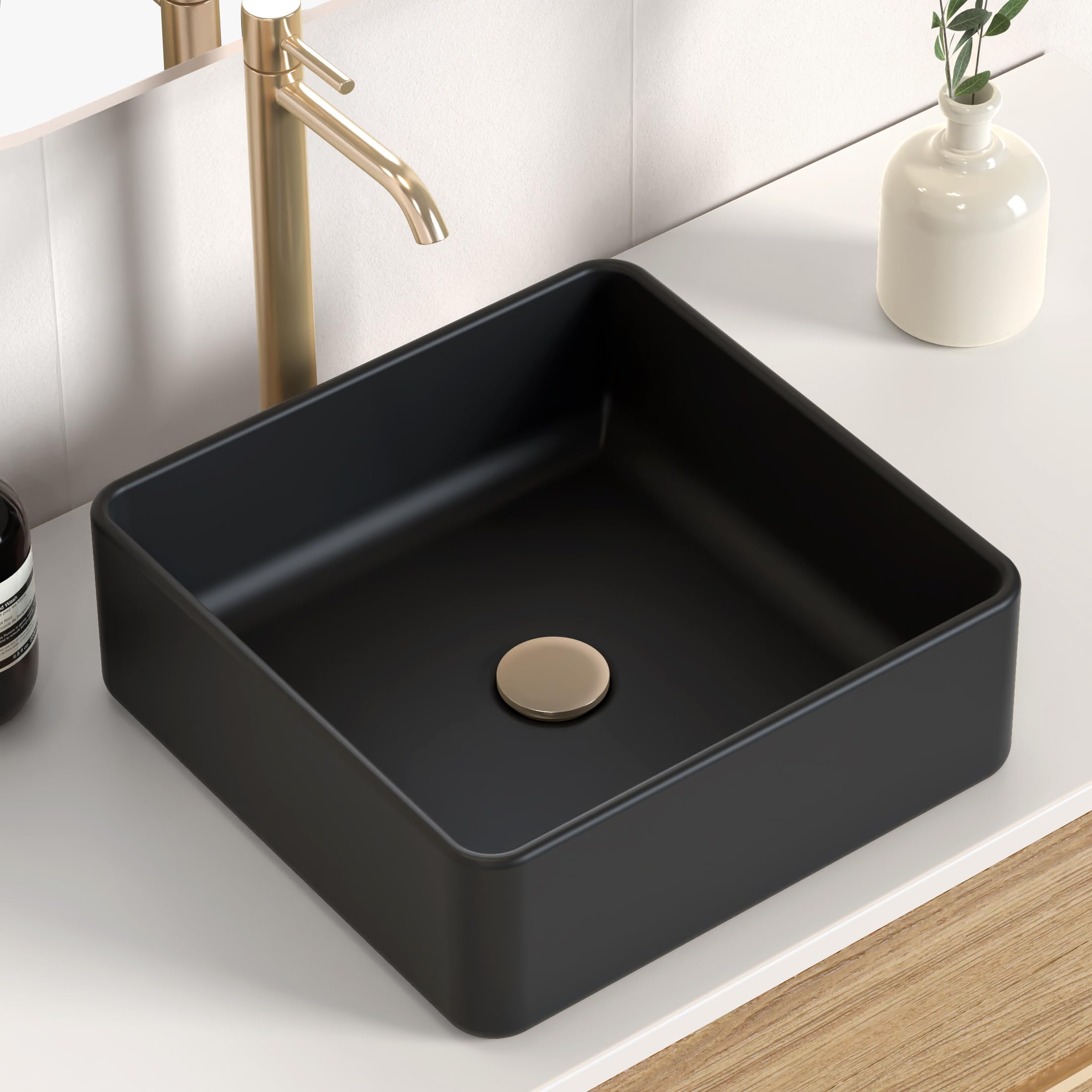 KES Black Bathroom Vessel Sink