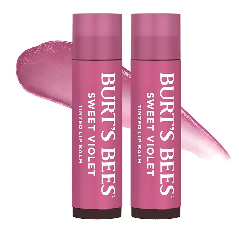 Bálsamo labial com cor Burt's Bees Sweet Violet, 4,25 g, pacote com 2