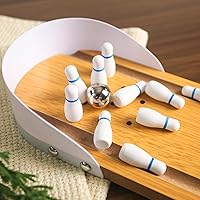 Vista 6 de MCPINKY Mini juego de bolos, mini juego de bolos de mesa, juego de bolos de escritorio, juguete pequeño para el hogar, bolera