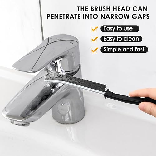 Miniatura 2 de Juego de 12 cepillos de limpieza de hendiduras de cerdas duras, cepillo multifuncional para limpieza de huecos de baño, herramientas de limpieza de