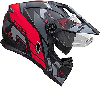Capacete Moto Bieffe B-Trail Conquest Preto Fosco Vermelho Com Óculos Interno