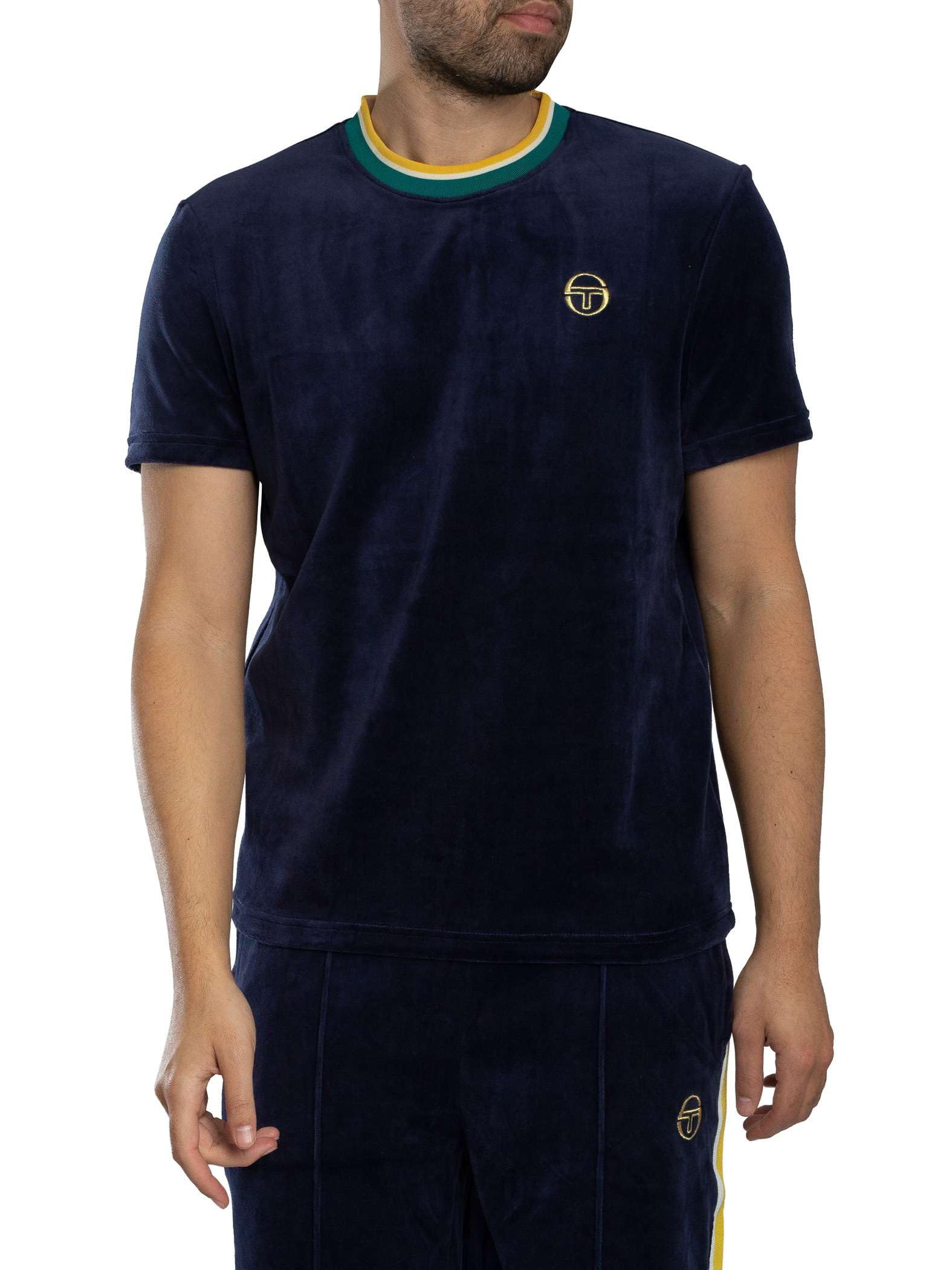 Sergio Tacchini Men's Maritime Blue Monte Velour T-Shirt