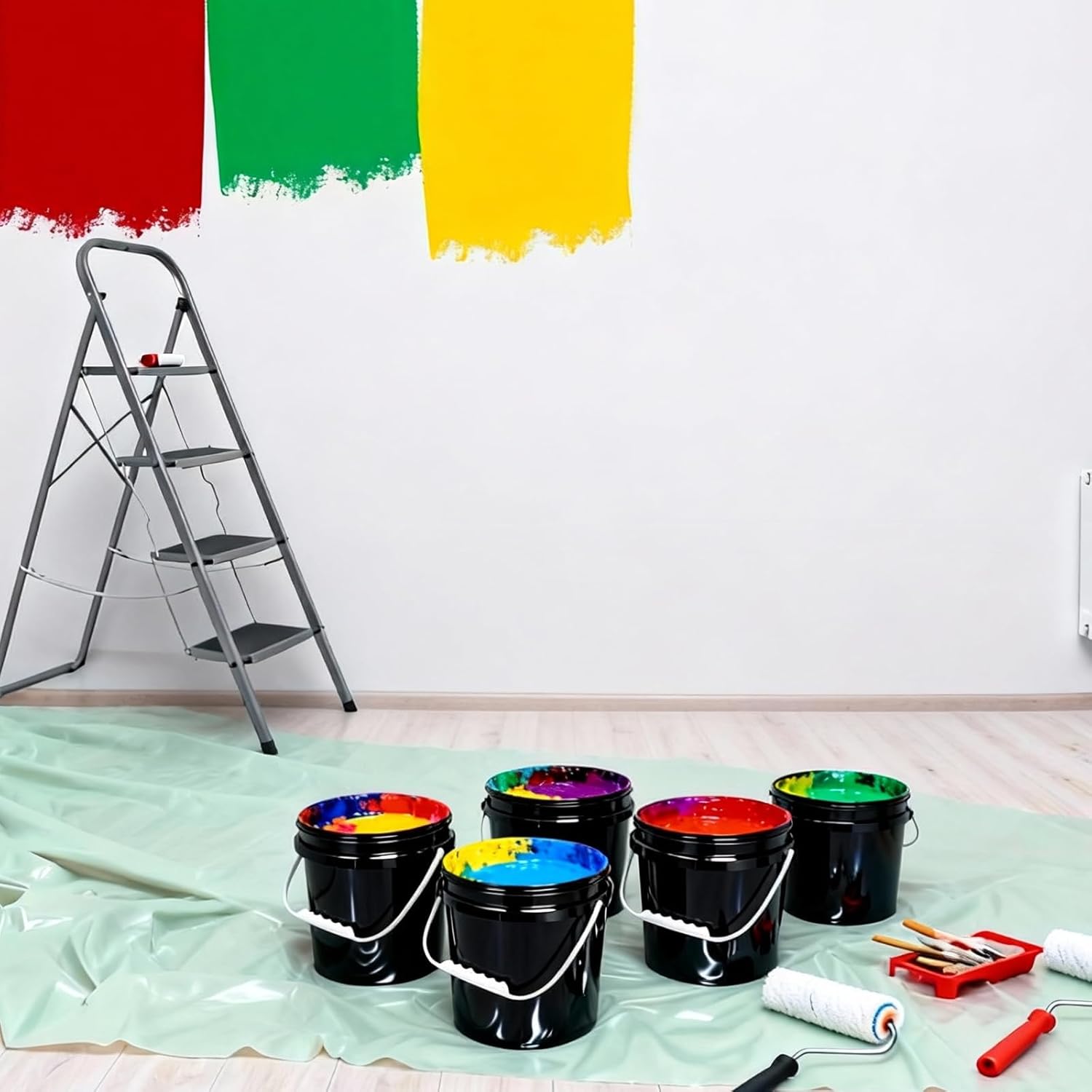 1 Pack Paint Bucket for Painting 1 Gallon Empty Paint Cans with Lids & Handles Paint Storage Containers Plastic Paint Containers 4 Quart Paint Cans with Lids Gal Paint Pail for Leftover Paint - Image 7