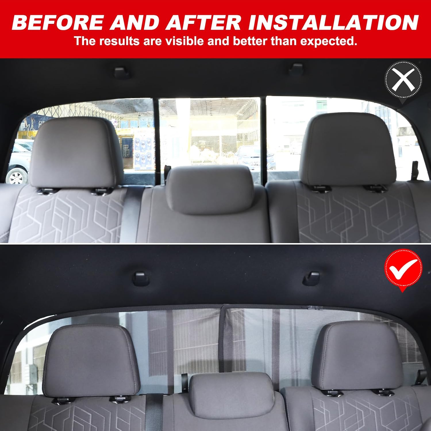 100% Protection Compatible with Toyota Tacoma 2016 2017 2018 2019 2020 2021 2022 Shade Breathable Mesh Car Curtains Door/Window Net Car Window Screens for Camping (2 PCS Rear Trunk)