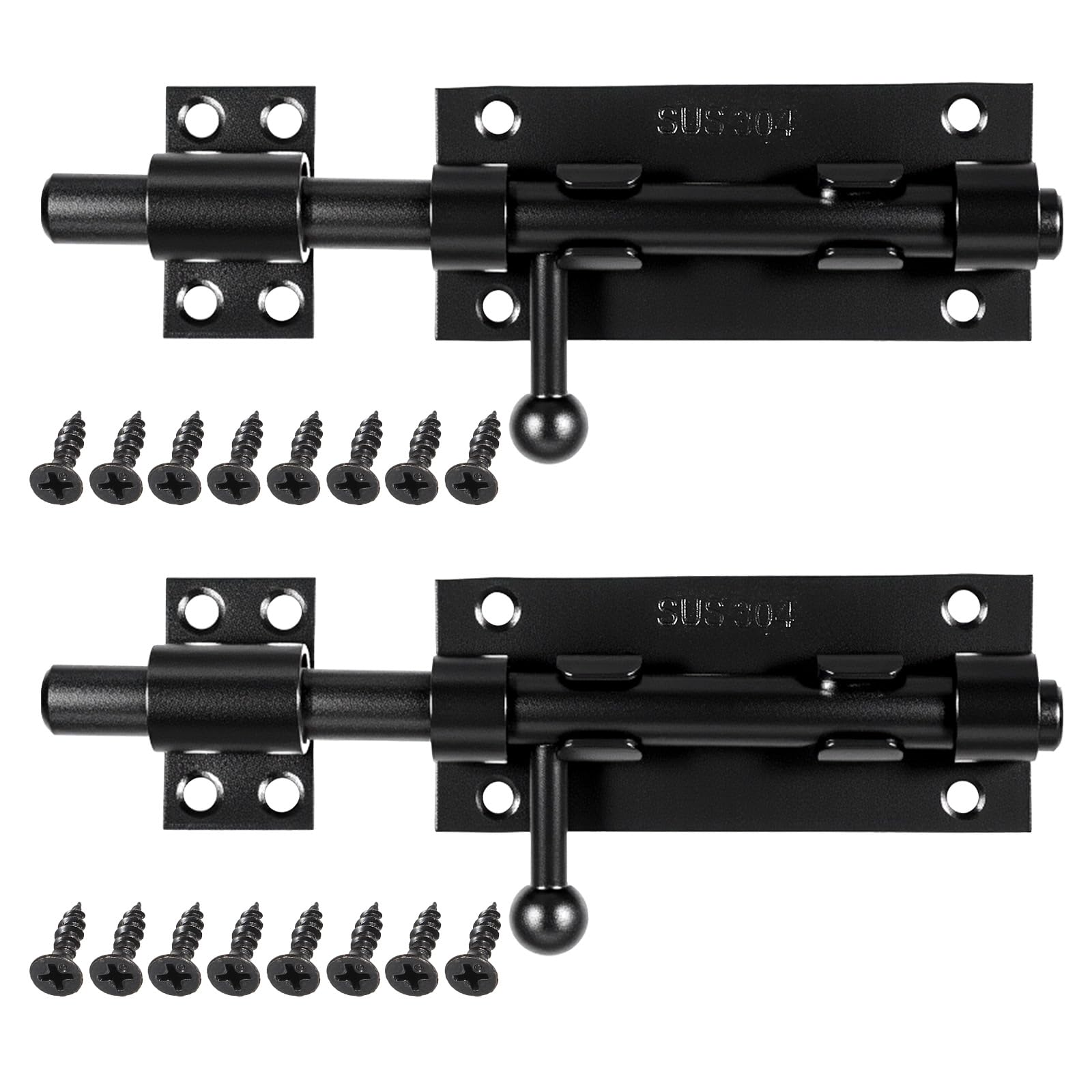 Photo 1 of ***Only one*** 2 Pcs Slide Lock, 304 Stainless Steel Gate Latch, Slide Bolt Latch,Thickened Heavy Door Latch Lock, 6 Inch Black Barrel Bolt Latch, Security Slide Latch Lock