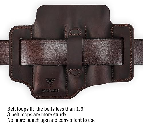 Miniatura 6 de VIPERADE PJ29 Funda multiherramienta para cinturón, organizador de bolsillo EDC de cuero para hombres, funda de cuero EDC, linterna y funda