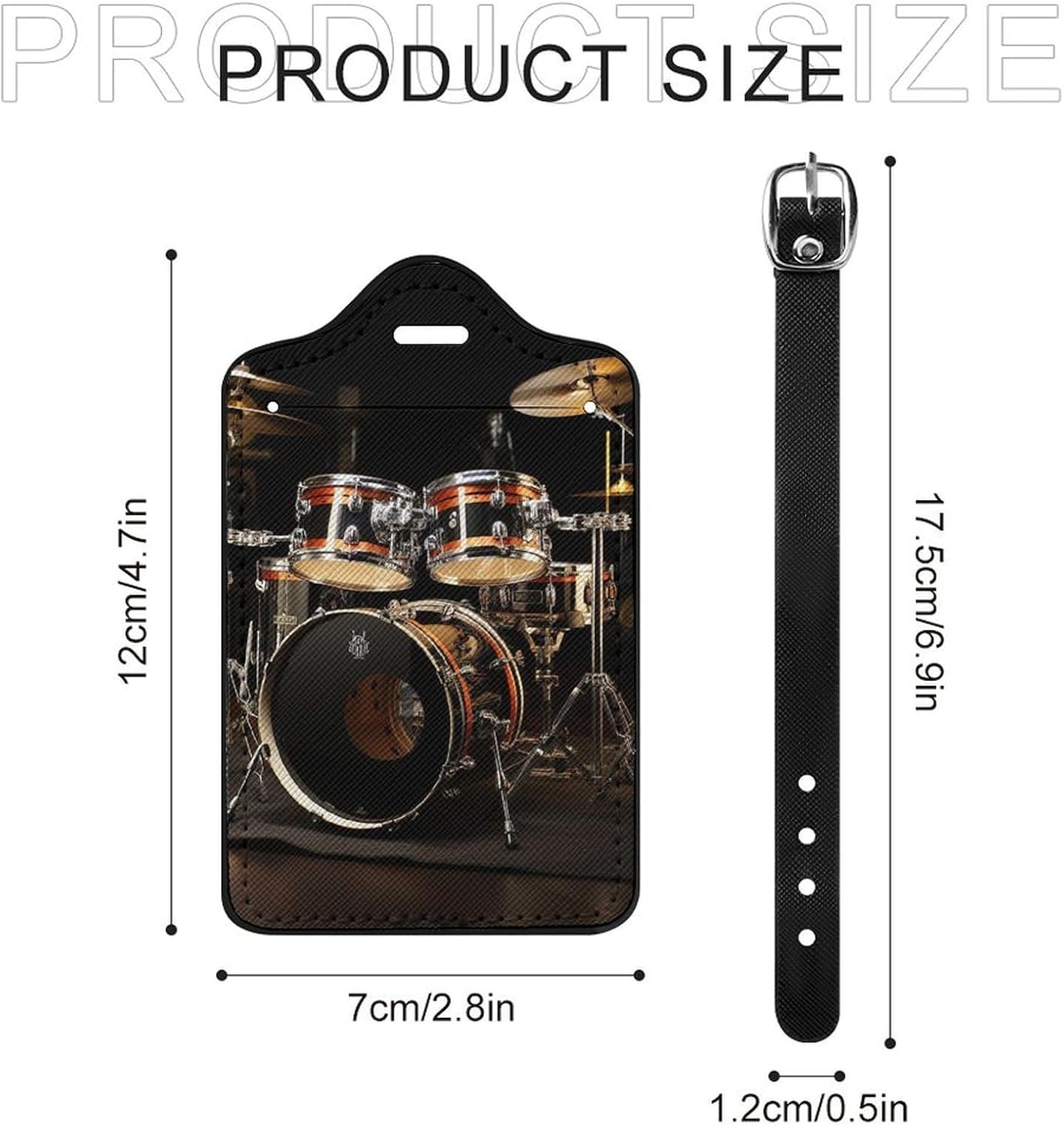 Drum Set PU Leather Luggage Tags, Name Tags for Travel image 2