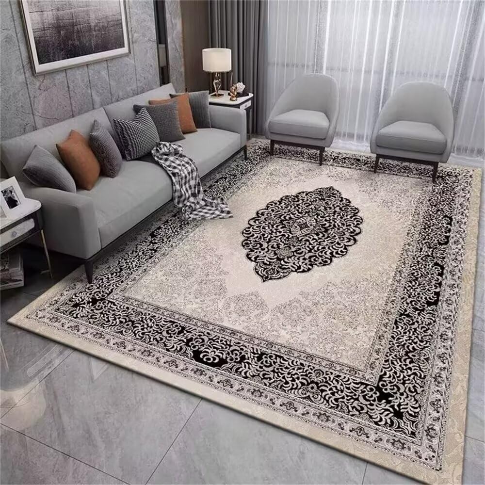 Tapis gris noir 80x150cm antidérapant pour entrée et chambre