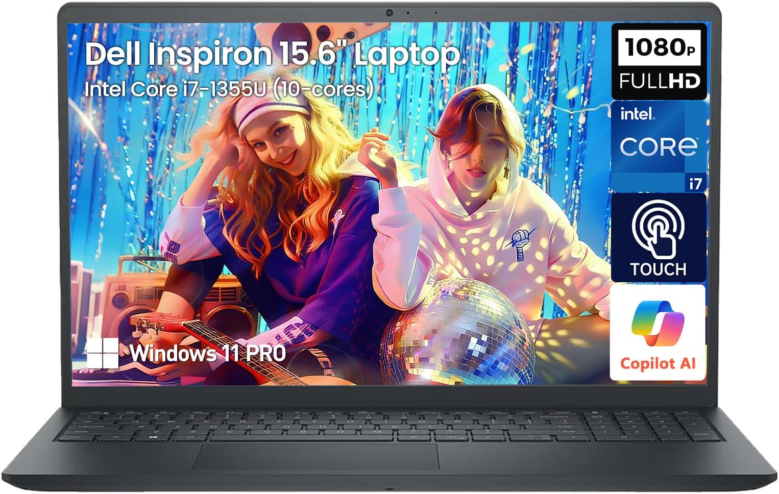 15 Laptop Touchscreen Computer, 15.6" FHD IPS Touch Screen Business Laptop PC, 13th Gen Intel Core i7 (10-Cores), Windows 11 Pro, 32GB RAM 1TB SSD, 10-Key Number Pad, USB-C, Wi-Fi 6, Black