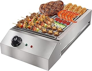 Grace Electric Grill Stainless Steel Smokeless BBQ Grill Countertop Barbecue Oven for Indoor & Outdoor, Adjustable Temperature, Removeable Stainless Steel Grate and Oil Drip Tray (SM-280)
