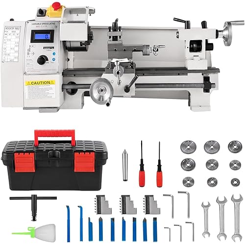 Metal Lathe, High-Precision Mini Metal Lathe, 2500 RPM 550W Benchtop Lathe with 3-Jaw Chuck for Metal Threading Turning Drilling (8"x 14")