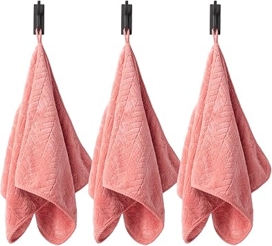 3 Pack Hand Towels Quick Drying Microfiber Coral Velvet Highly Absorbent Towels for Bathroom, Gym, Shower, Hotel, and Spa 3 ROSEO, 3 Pack