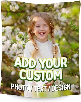 COZYAURA Custom Photo Blanket - Personalized Blankets with Name Pictures - Add Your Design Throw Gifts for Kids Adults - 4 Size Options