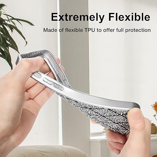 Miniatura 3 de pawlug Funda para iPhone 15 Pro Max con purpurina brillante, protección contra caídas de grado militar con protector de pantalla para mujeres y