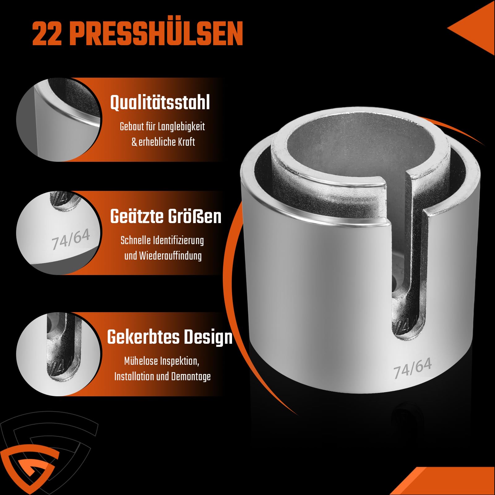 GEARMONSTER 27tlg Radlager Abzieher Set, Silentlager Abzieher Werkzeug Gummibuchsen Druckhülsen Set mit Aufbewahrungskoffer für Auto, PKW, LKW Achslager Montage Demontage Druckhülsen Satz