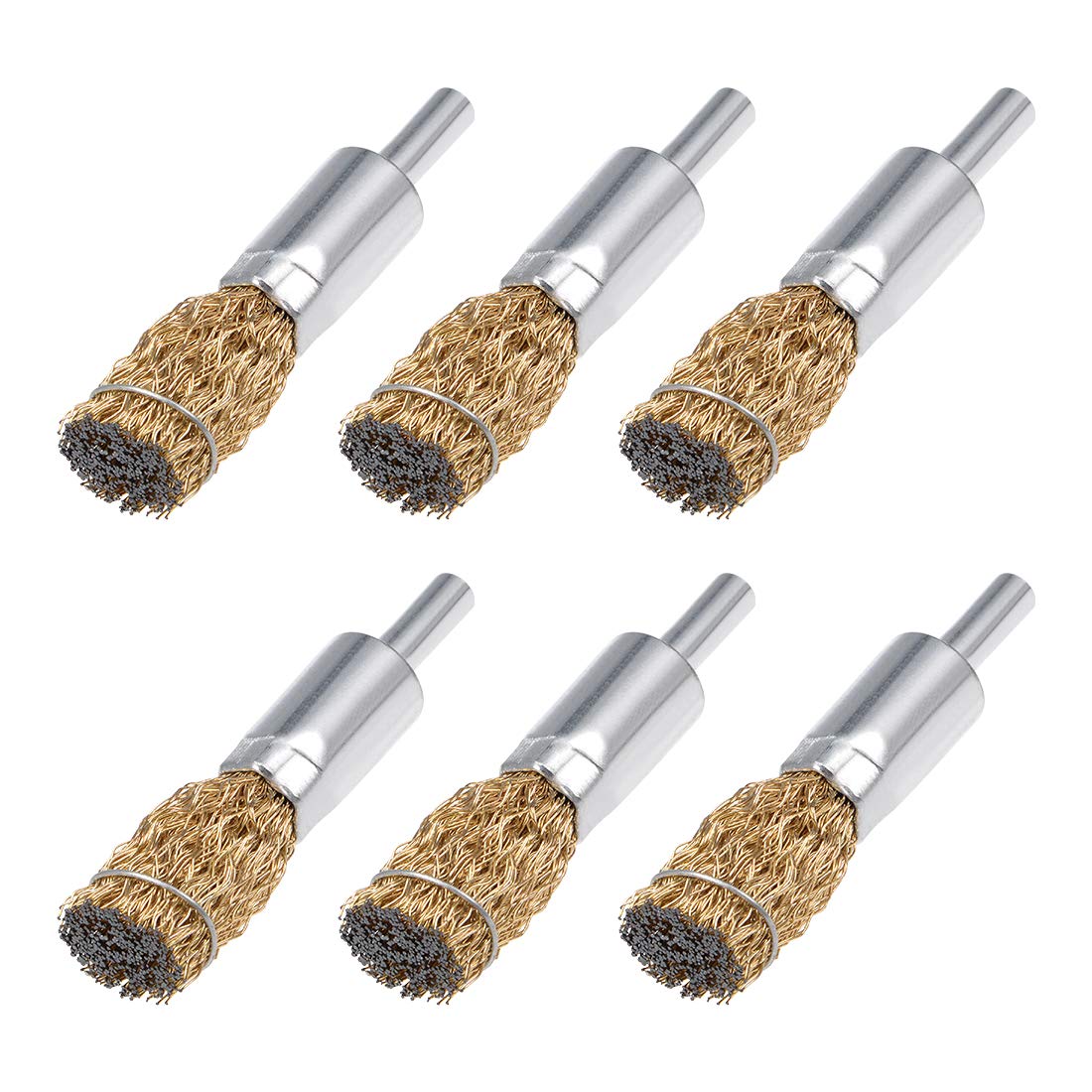 Cepillo para rueda de alambre uxcell de acero engarzado con vástago de metal