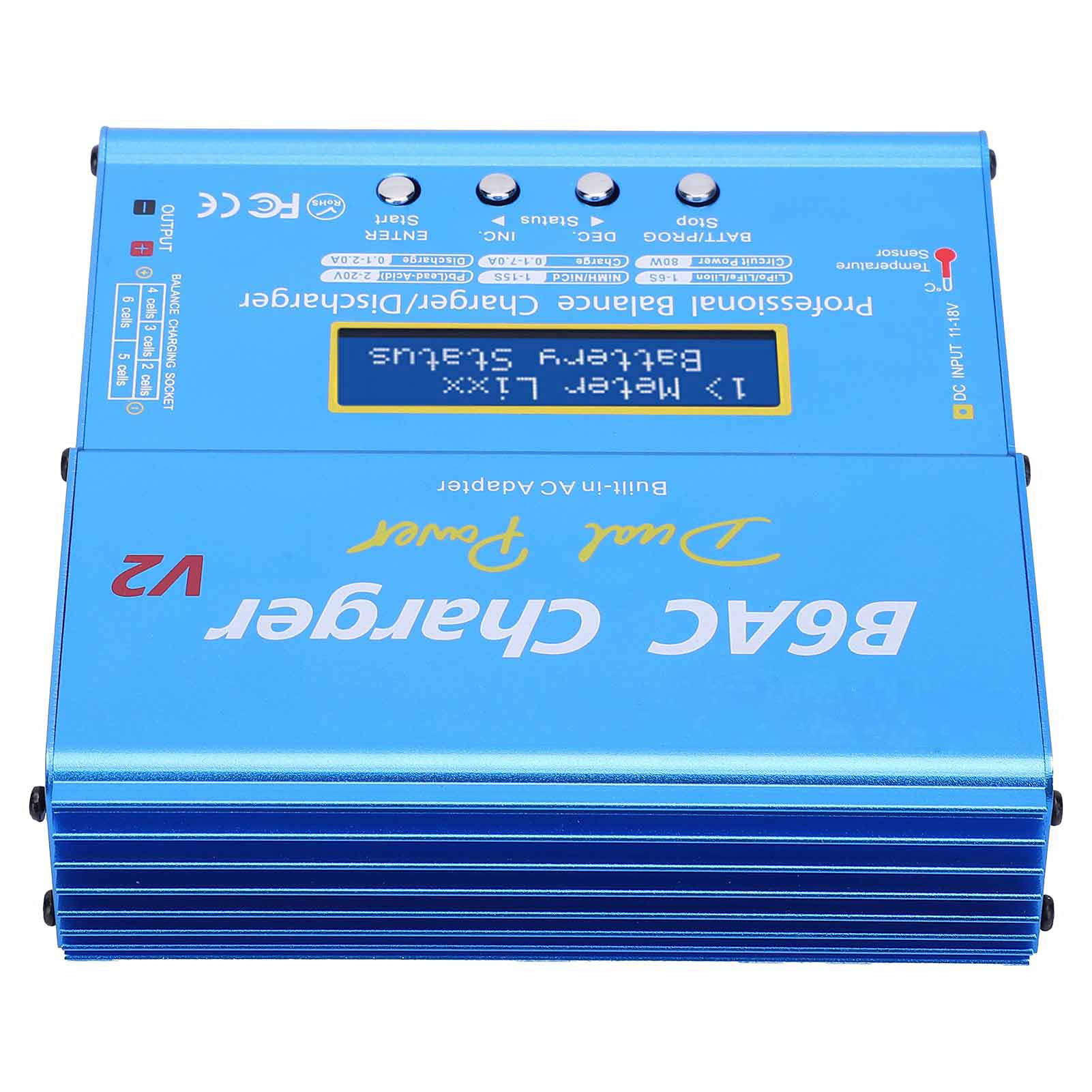Ładowarka B6AC V2 z obudową ze stopu aluminium Wyjście 80 W 7 A Prąd rozładowania 2 A Obsługuje baterie litowe 4,35 V i wejście zasilania UE 220 V Czarny (Wtyczka UE 220 V)