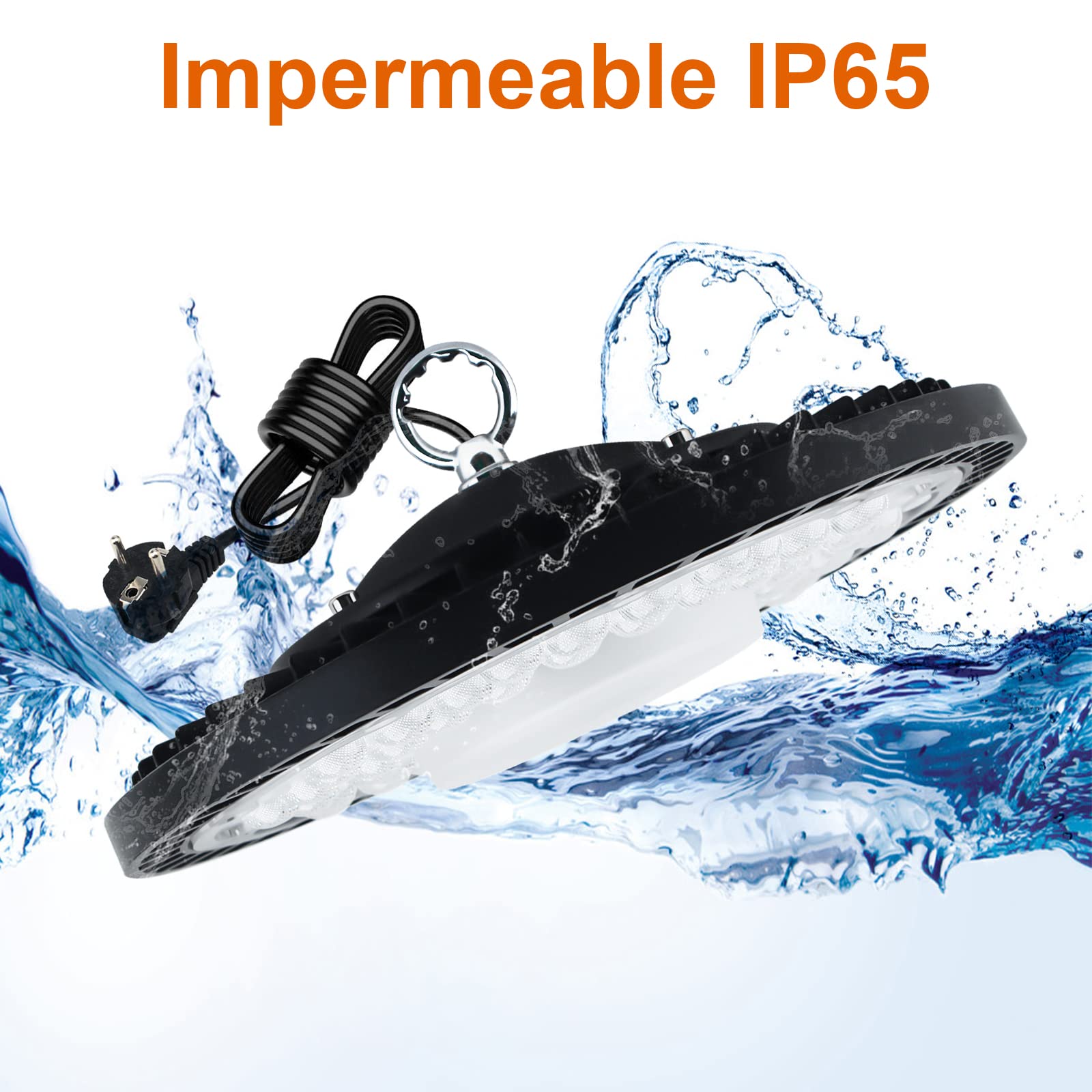 150W Projecteur LED Exterieur, 6500K Blanc Froid UFO Spot High Bay Lumière D'entrepôt, IP65 Étanche Eclairage Atelier Led Industriel pour Garage,Usine,Atelier,Parkings,Gymnas