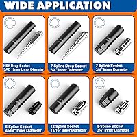 Vista 4 de Dynofit 8-Piece Lug Nuts Key Kit, 5/6/7/12 Spline Lug Nuts Socket Set for Aftermarket Rims and Wheel Lock, with 1/2" Drive & Hex External Ends for
